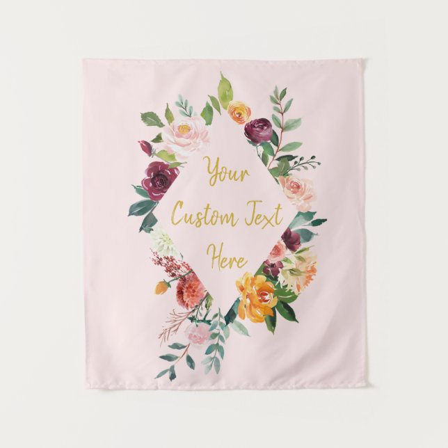 Floral Wedding Backdrop Reception Photo Booth Prop Tapestry (Front)