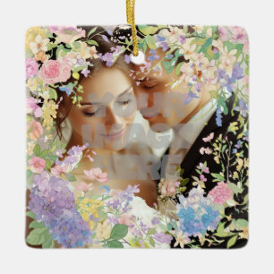 Floral Wedding Border Customisable Image Ceramic Ornament