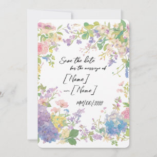 Floral Wedding Border Customisable Image Save The Date