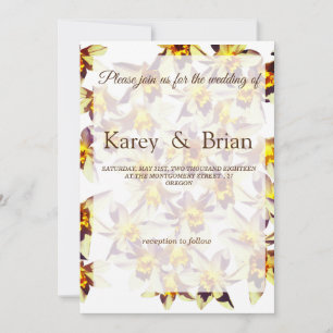 Floral Wedding Card, Yellow Daffodils Invitation