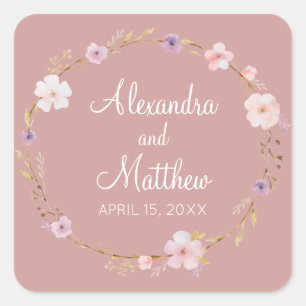 Floral Wedding Crown Square Sticker