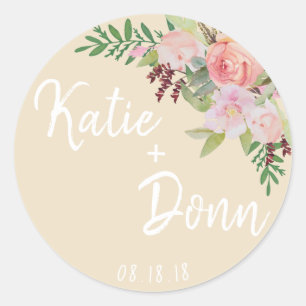 Floral Wedding date labels Bridal Shower Blush