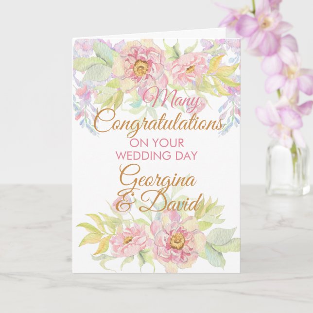 Floral Wedding Day Congratulations Card (Orchid)