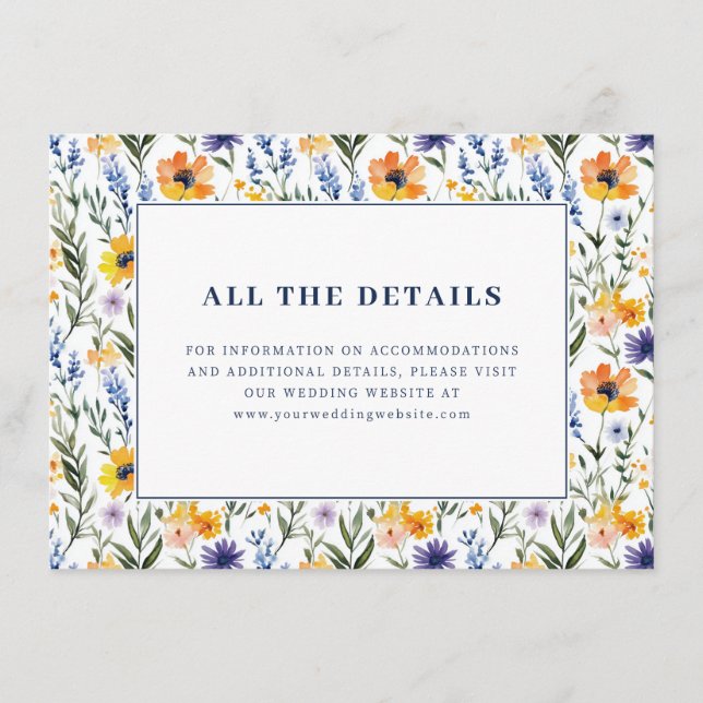 Floral Wedding Details Card (Front)