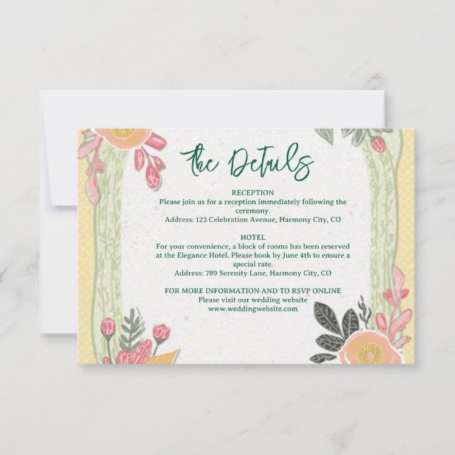 Floral Wedding  Details Enclosure Card (Front)