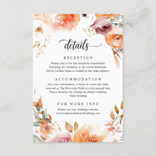 Floral Wedding Details Enclosure Card