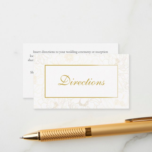 Floral Wedding Directions Enclosure Card (Front/Back In Situ)