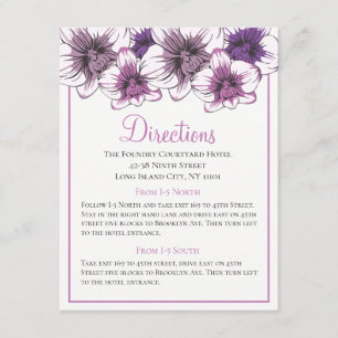 Floral Wedding Directions Purple Orchid Flowers Enclosure Card