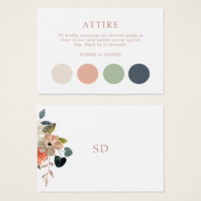 Floral Wedding Dress Code Attire Enclosure Card (Front & Back)