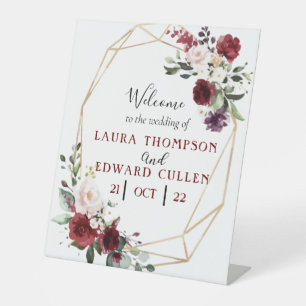floral wedding entrance pedestal sign