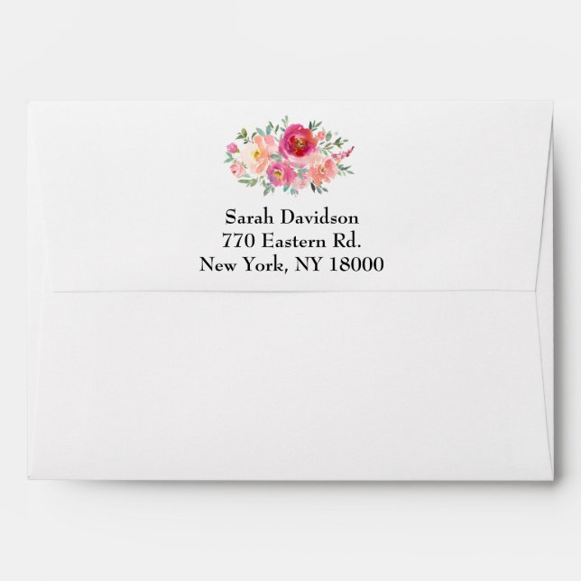 Floral Wedding Envelopes with Return Address (Back (Top Flap))