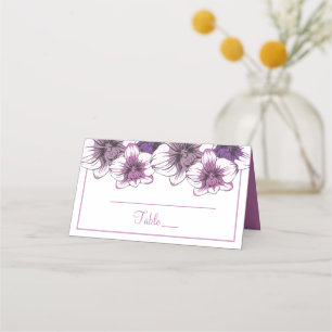 Floral Wedding Escort Purple Orchid Flowers Place Card
