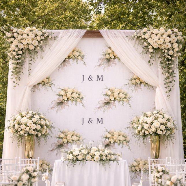 Floral Wedding Fabric with Monogram Bride Groom (Creator Uploaded)