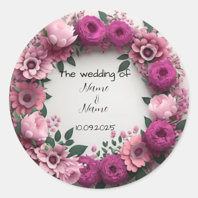 Floral wedding favor stickers  (Front)