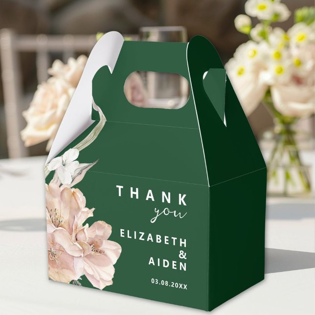 Floral Wedding  Favour Box (Personalized Floral Wedding Favor Boxes with your Name & Date.)