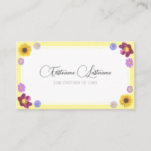 Floral wedding flower variety calligraphy QR-Code Business Card