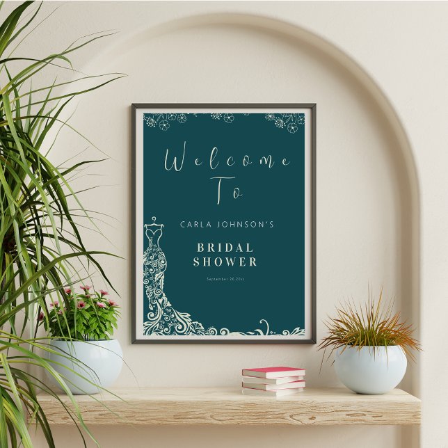 Floral wedding gown bridal shower welcome sign  (Creator Uploaded)