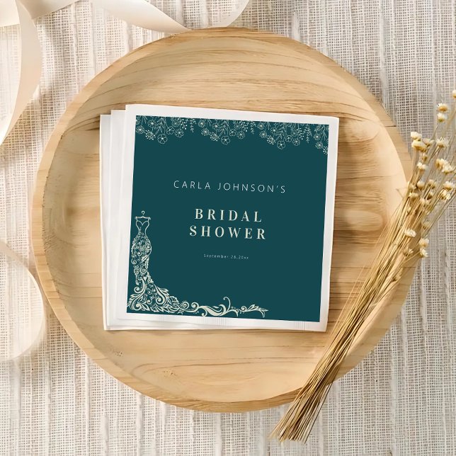 Floral wedding gown bridal shower welcome sign  napkin (Creator Uploaded)