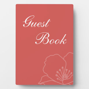 Floral Wedding Guest Book Signage Red Poppies Plaque