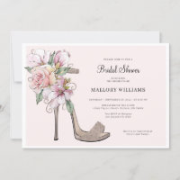 Floral Wedding Heels Bridal Shower Invitation