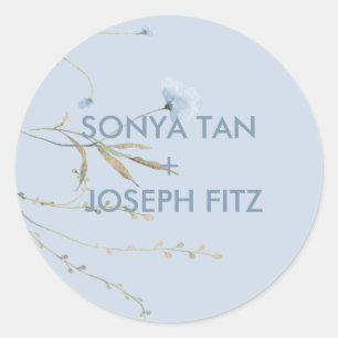 Floral Wedding Invitat Envelope Square Classic Round Sticker