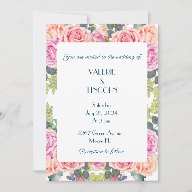 Floral wedding invitation  (Front)