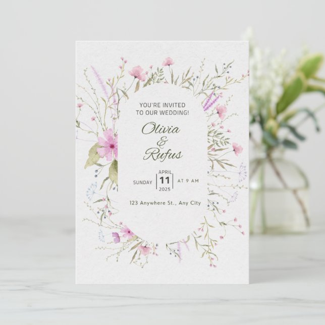 Floral wedding invitation  (Standing Front)