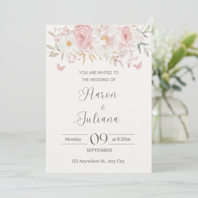 Floral wedding invitation  (Standing Front)