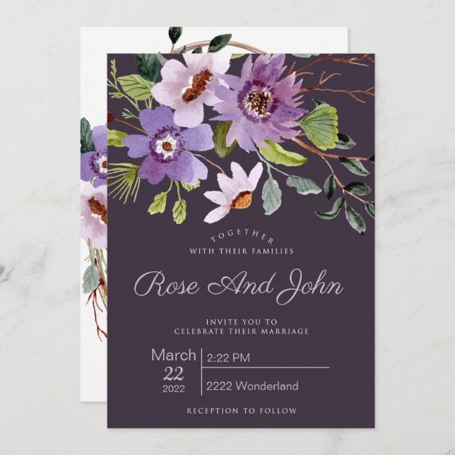 Floral Wedding Invitation (Front/Back)