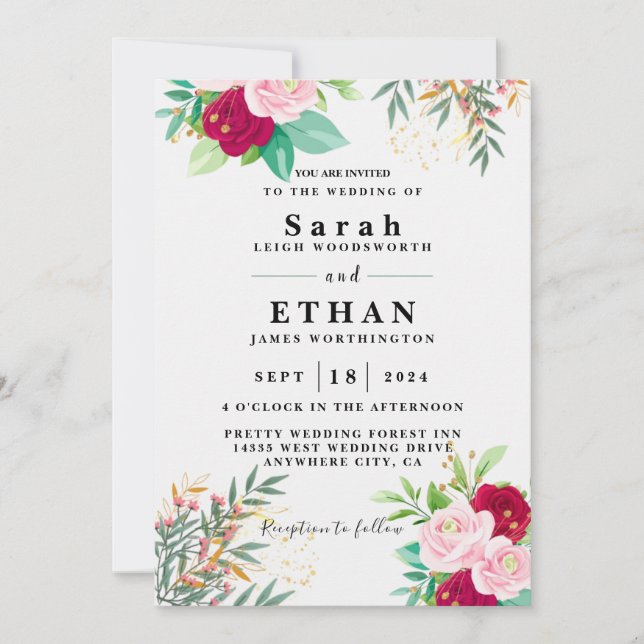 Floral Wedding Invitation (Front)