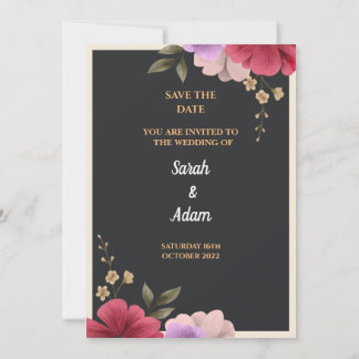 Floral wedding invitation card