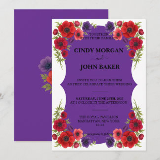 Floral Wedding Invitation Card - Anemone