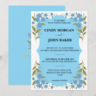 Floral Wedding Invitation Card - Forget Me Not