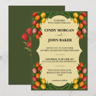 Floral Wedding Invitation Card - Tulips