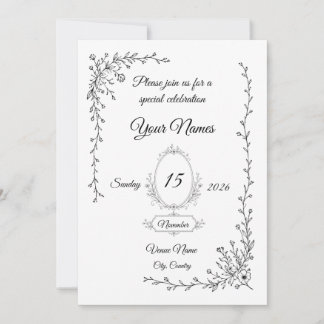 Floral Wedding Invitation | Elegant Script