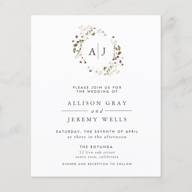 Floral Wedding Invitation Flyer (Front)