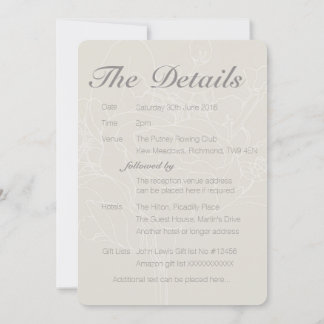 Floral Wedding Invitation Insert (Natural)