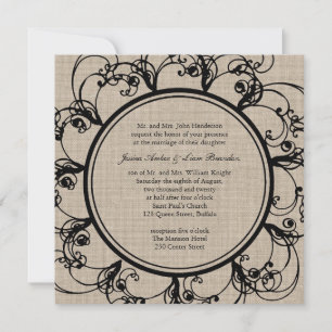 Floral Wedding Invitation on burlap