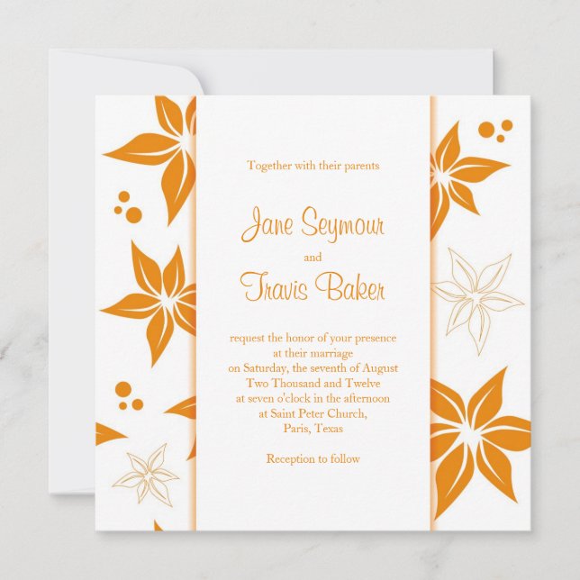 Floral Wedding Invitation - Orange & White (Front)