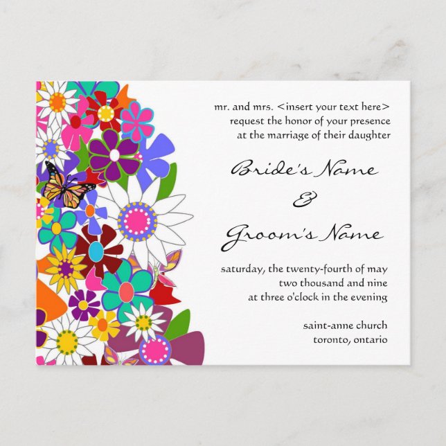 Floral Wedding Invitation Postcard (Front)