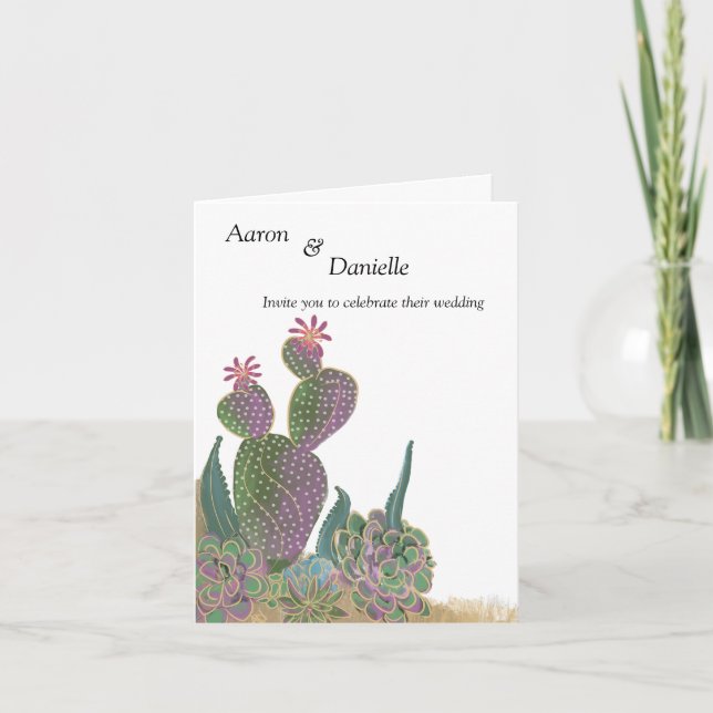 Floral Wedding Invitation-Sedona Cactus Flower Invitation (Front)