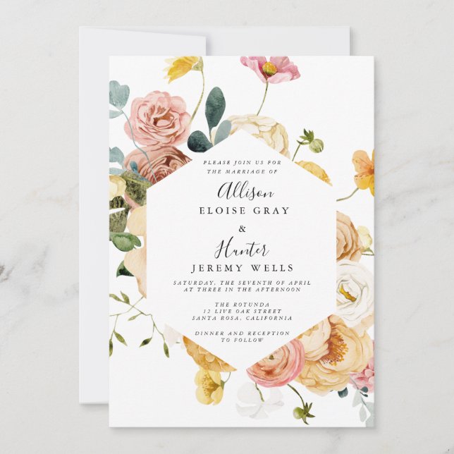 Floral Wedding Invitation | Sutton (Front)