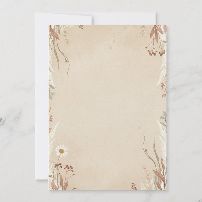 Floral Wedding Invitations Boho Is Natural (Back)