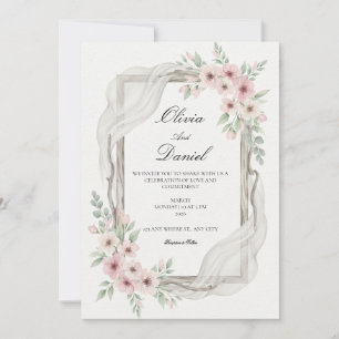 Floral Wedding Invitations Soft pink