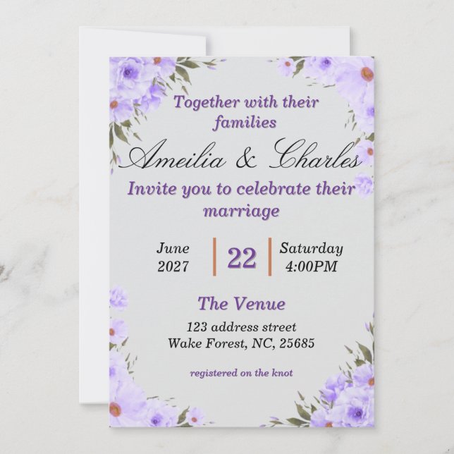 floral wedding invite  (Front)