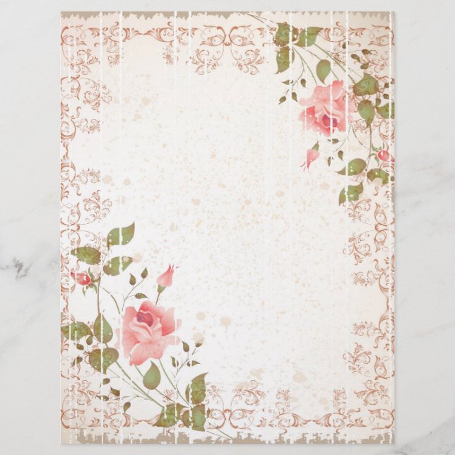 Floral Wedding Letterhead, Rose paper, Weddings (Front)