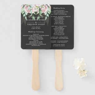 Floral Wedding Luxury Black and Pink Hand Fan