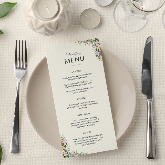 Floral wedding menu - boho style (Creator Uploaded)