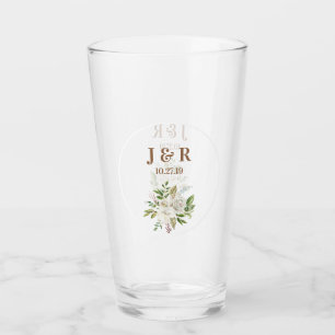 Floral Wedding Monogram Glass