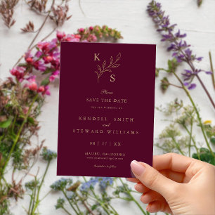 Floral Wedding Monogram Minimalist Save the Date